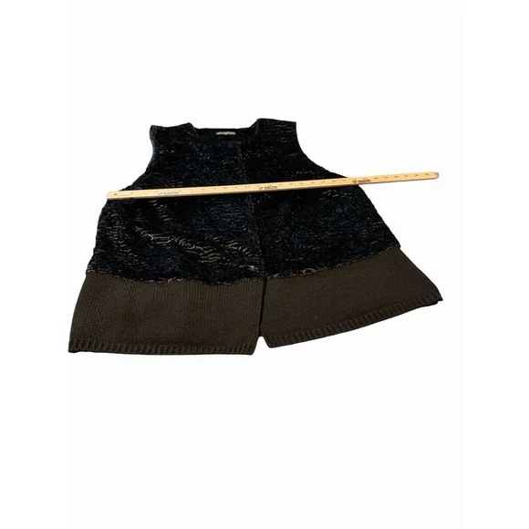 ADRIANNA PAPELL WOMEN'S BLACK FAUX FUR Knit Vest Classic Chic Plus Size 1x - Picture 4 of 8